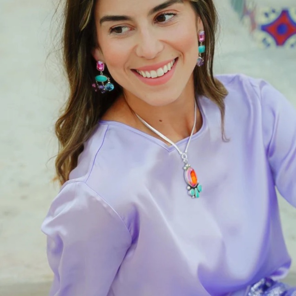 Mud Lowery Crystal & Turquoise Necklace- NIB - Picture 12 of 14